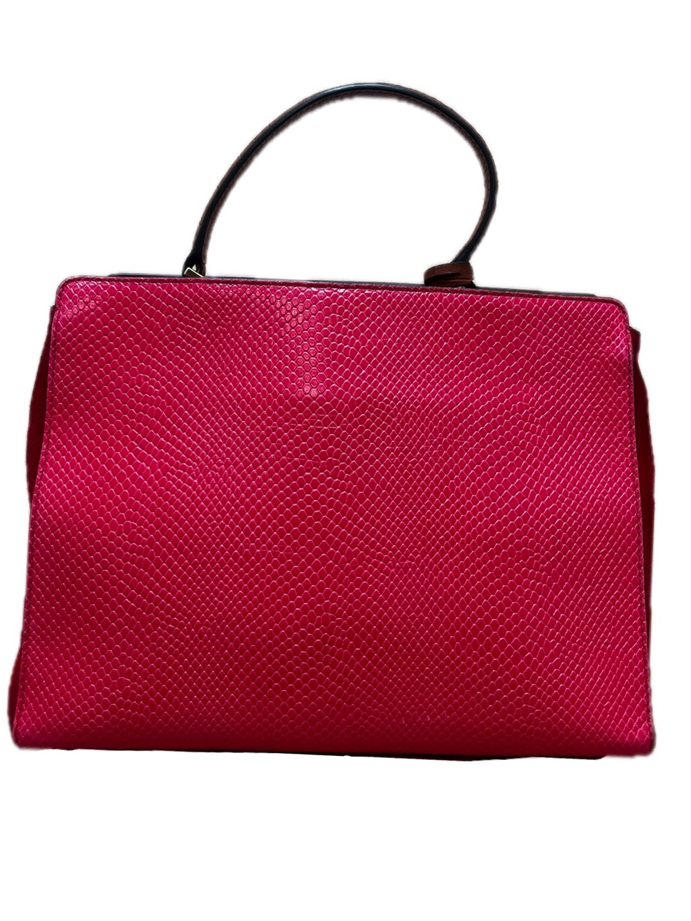 Kate Spade Angelika Prembrey Place Red Snake Embossed Leather & Suede Satchel - Picture 3 of 16